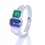 Blue Sapphire, Green Sapphire And A Diamond Ring