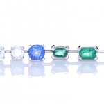Blue Sapphire With 2 Diamonds And 3 Green Sapphires