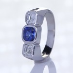 Blue Sapphire With 2 Diamonds