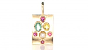 Red, Green And Yellow Sapphire Gold Pendant