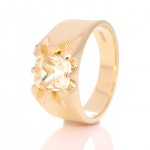 Yellow Sapphire With Golden Ring