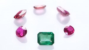 Collection Of Rubies And A Green Emerald 