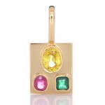 Yellow Sapphire, Ruby and A Green Emerald Placed On A Golden Pendant