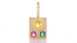 Yellow Sapphire, Ruby and A Green Emerald Placed On A Golden Pendant