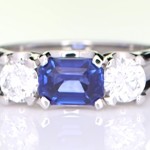 Blue Sapphire With Two Diamonds