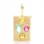 Green Emerald, Ruby And Two Golden Sapphires Placed In A Golden Pendant 