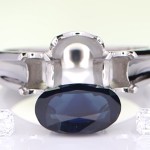 Silver Ring With a Separate Blue Sapphire And Two Diamonds