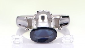 Silver Ring With a Separate Blue Sapphire And Two Diamonds