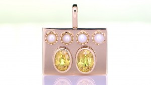 Two Yellow Sapphires With Four White Pearls