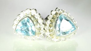 Aquamarines And Diamonds Cufflinks Bespoke Design In Platinum