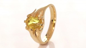 Golden Ring With A Golden Yellow Sapphire