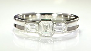 Three Diamonds Mounted In a Platinum Ring