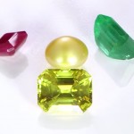 Yellow Sapphire, Ruby, Emerald And Real Salt Water Pearl