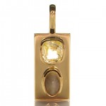 Golden Yellow Sapphire With Cat's Eye Mounted On A Golden Pendant