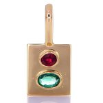 Golden Pendant With Green Sapphire And A Ruby