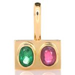 Golden Pendant With Emerald And A Ruby