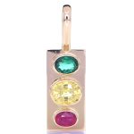 Golden Pendant With Yellow Sapphire, Ruby And A Green Sapphire